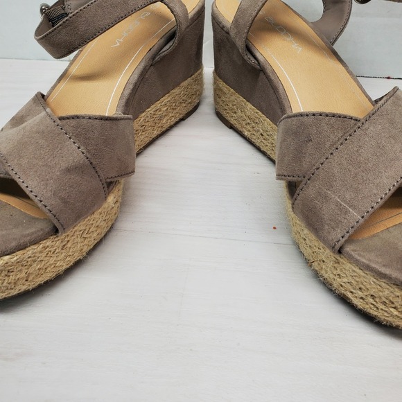 Big Buddha Taupe Espadrille Wedge Sandals Size 9 Platform Ankle Strap Boho Lagin - Picture 9 of 13